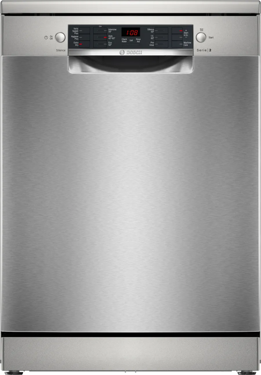 Bosch Series 2 Freestanding 60cm Dishwasher Anti Fingerprint Brushed Steel | SMS26AI08G