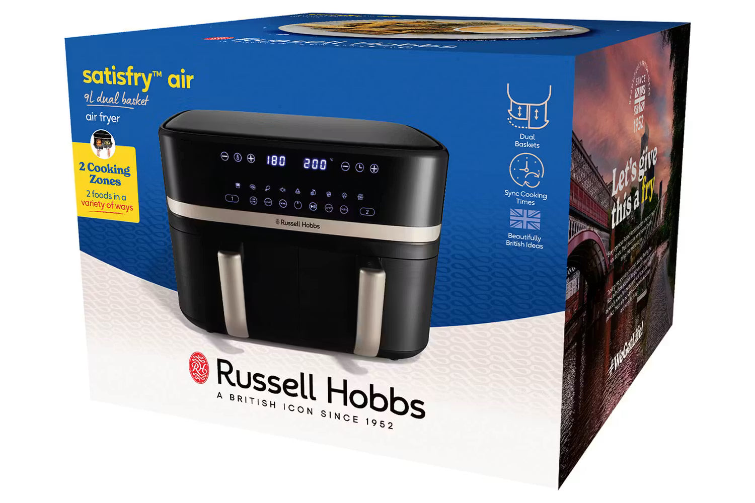 Russell Hobbs 9L Satisfry Dual Basket Air Fryer Black | 27680