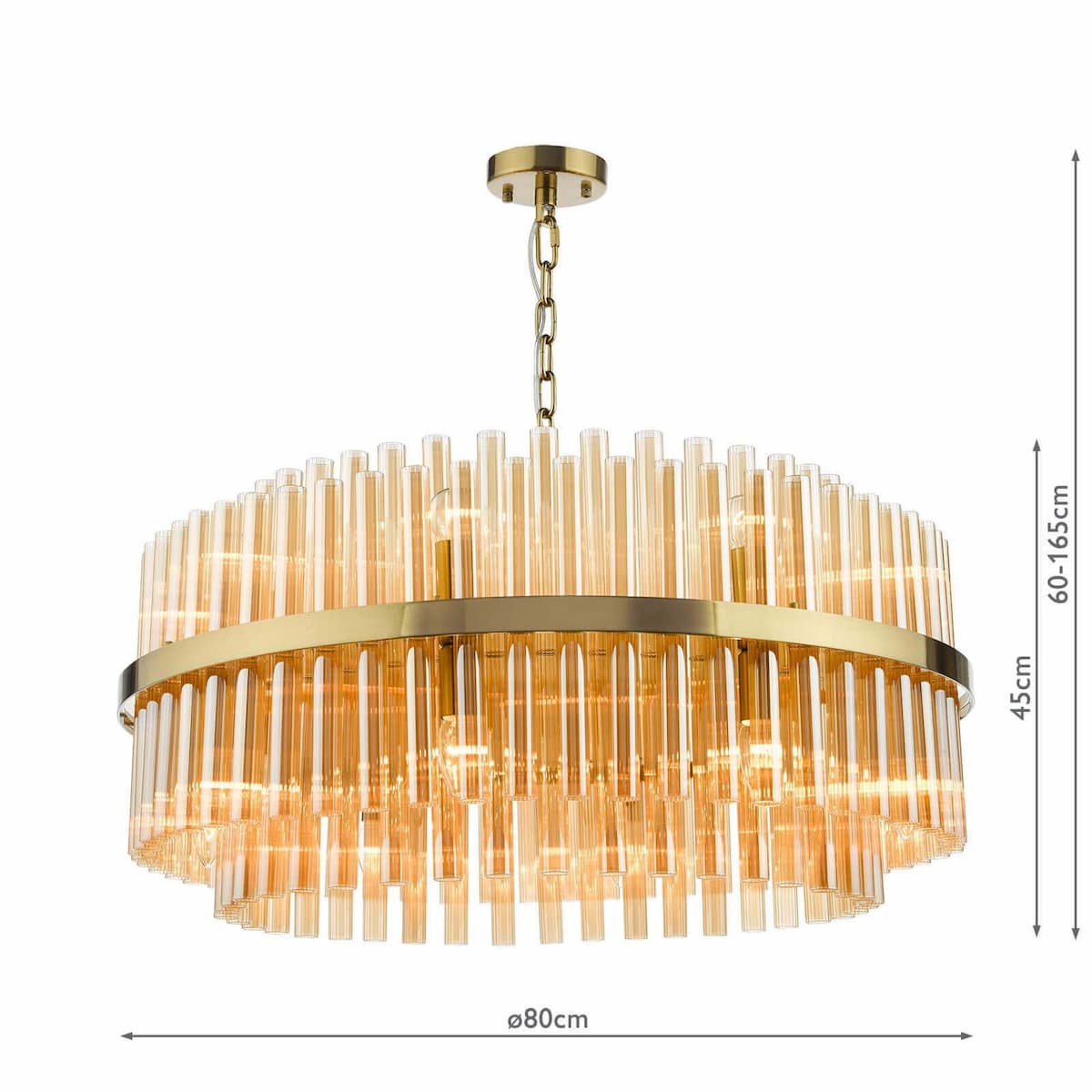 Imani 16 Light Pendant Natural Brass and Champagne Glass-IMA1635