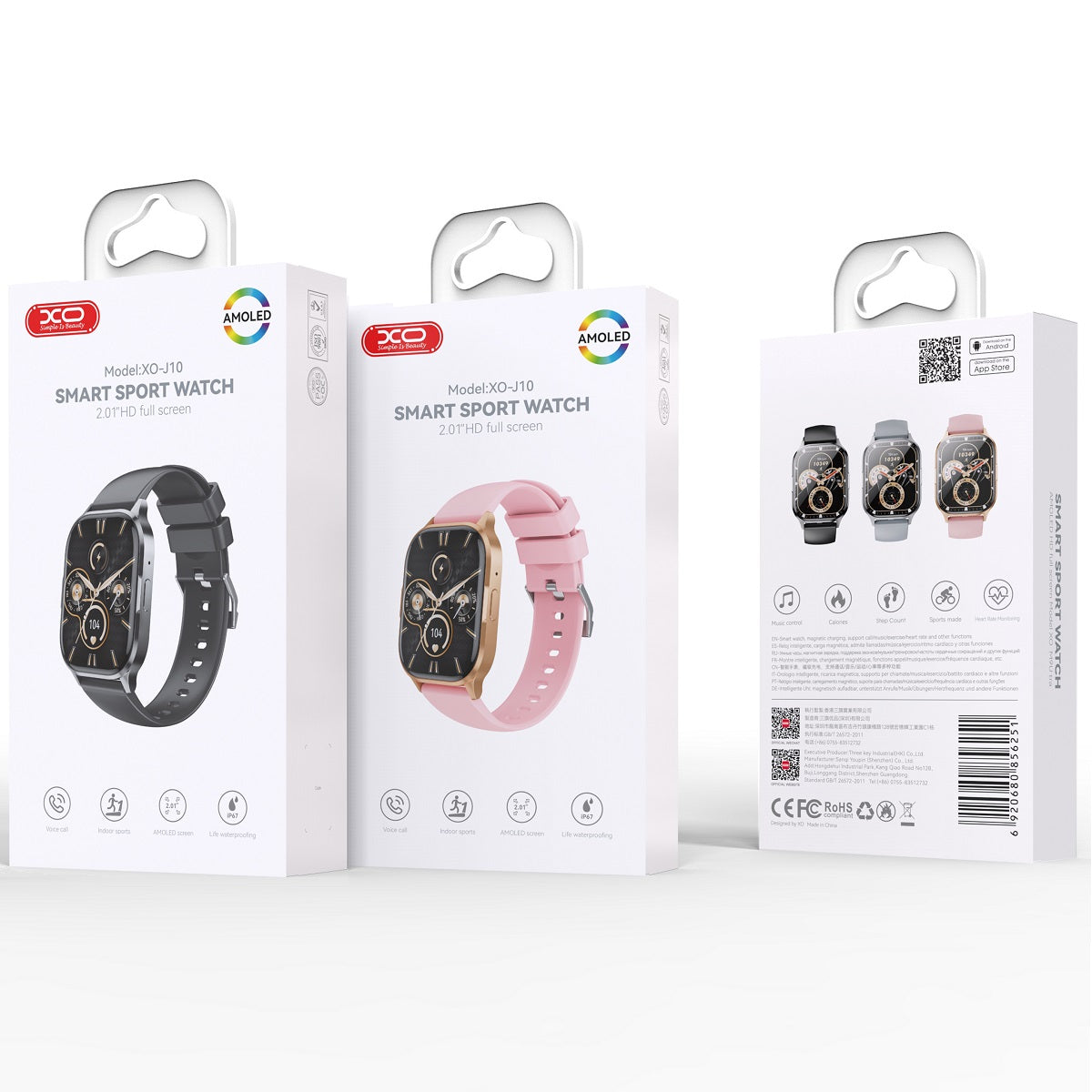 XO Amoled Smart Watch IP67 Black | XO-J10B