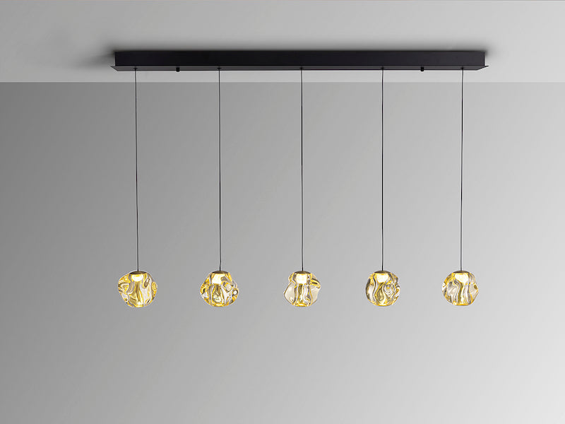Zaria 5 Light Black Bronze and Amber Bar Pendant | 502528