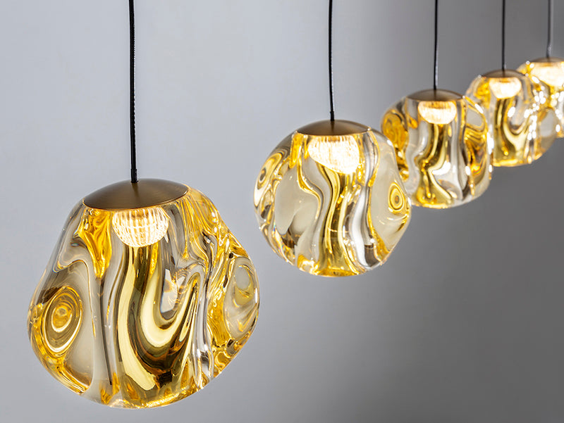 Zaria 5 Light Black Bronze and Amber Bar Pendant | 502528