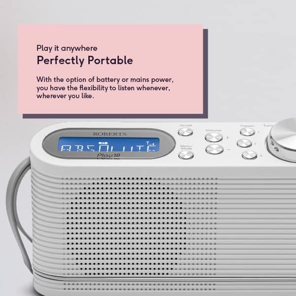 Roberts DAB/FM Portable Digital Radio White | PLAY10WH