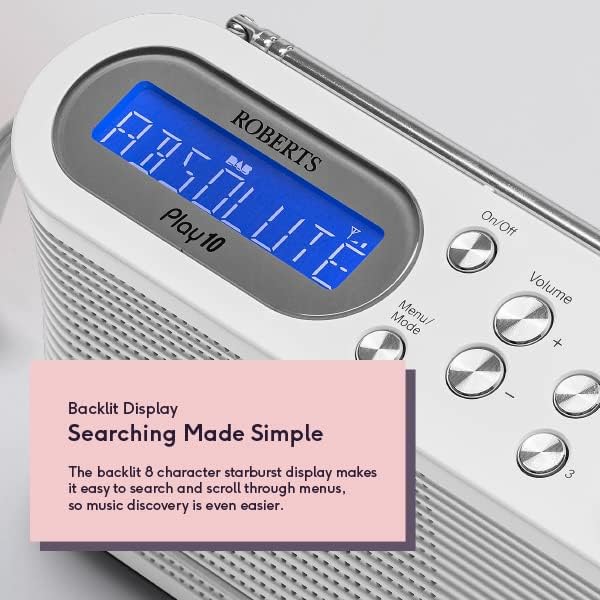 Roberts DAB/FM Portable Digital Radio White | PLAY10WH