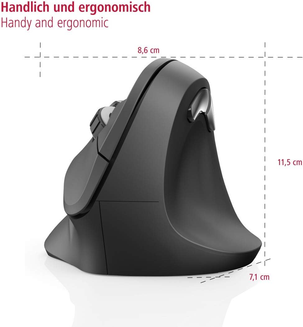 Hama Vertical Ergonomic EMW-500 Wireless Mouse 6 Buttons Black | 370396