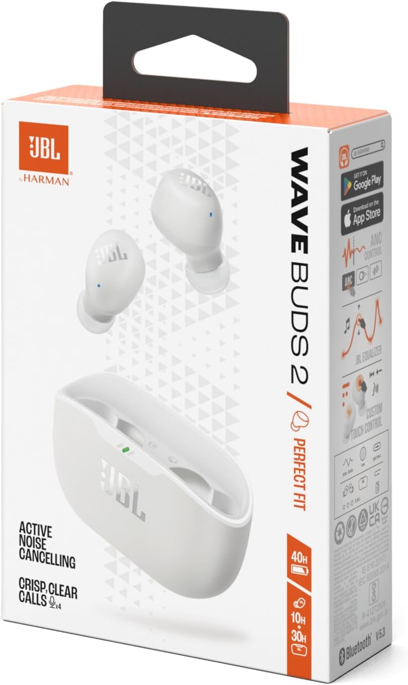 JBL Wave Buds 2 In-Ear Noise Cancelling Earbuds White | JBLWBUDS2WHT