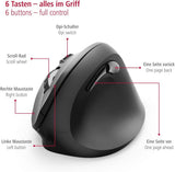 Hama Vertical Ergonomic EMW-500 Wireless Mouse 6 Buttons Black | 370396 thumbnail 8