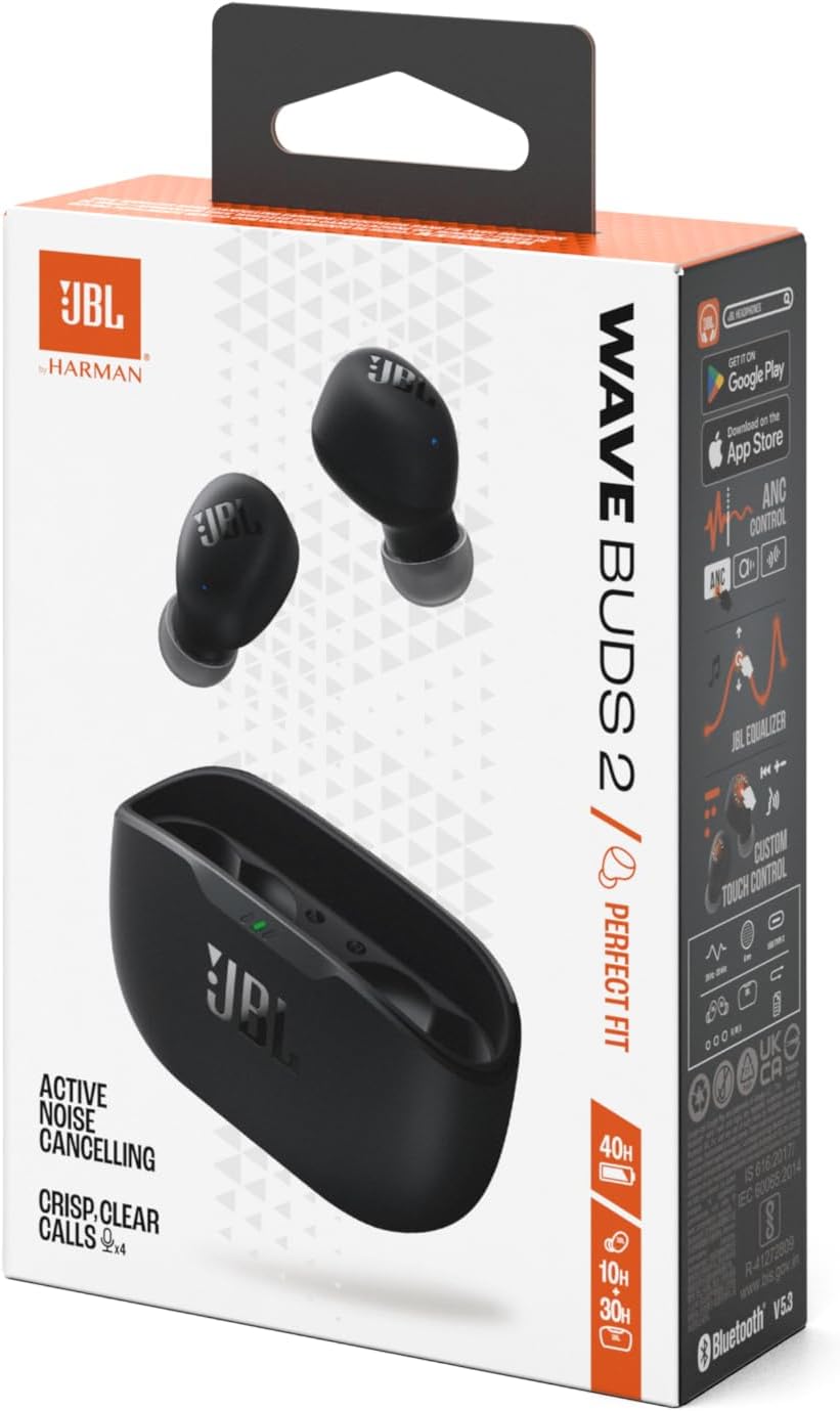 JBL Wave Buds 2 In-Ear Noise Cancelling Earbuds Black | JBLWBUDS2BLK
