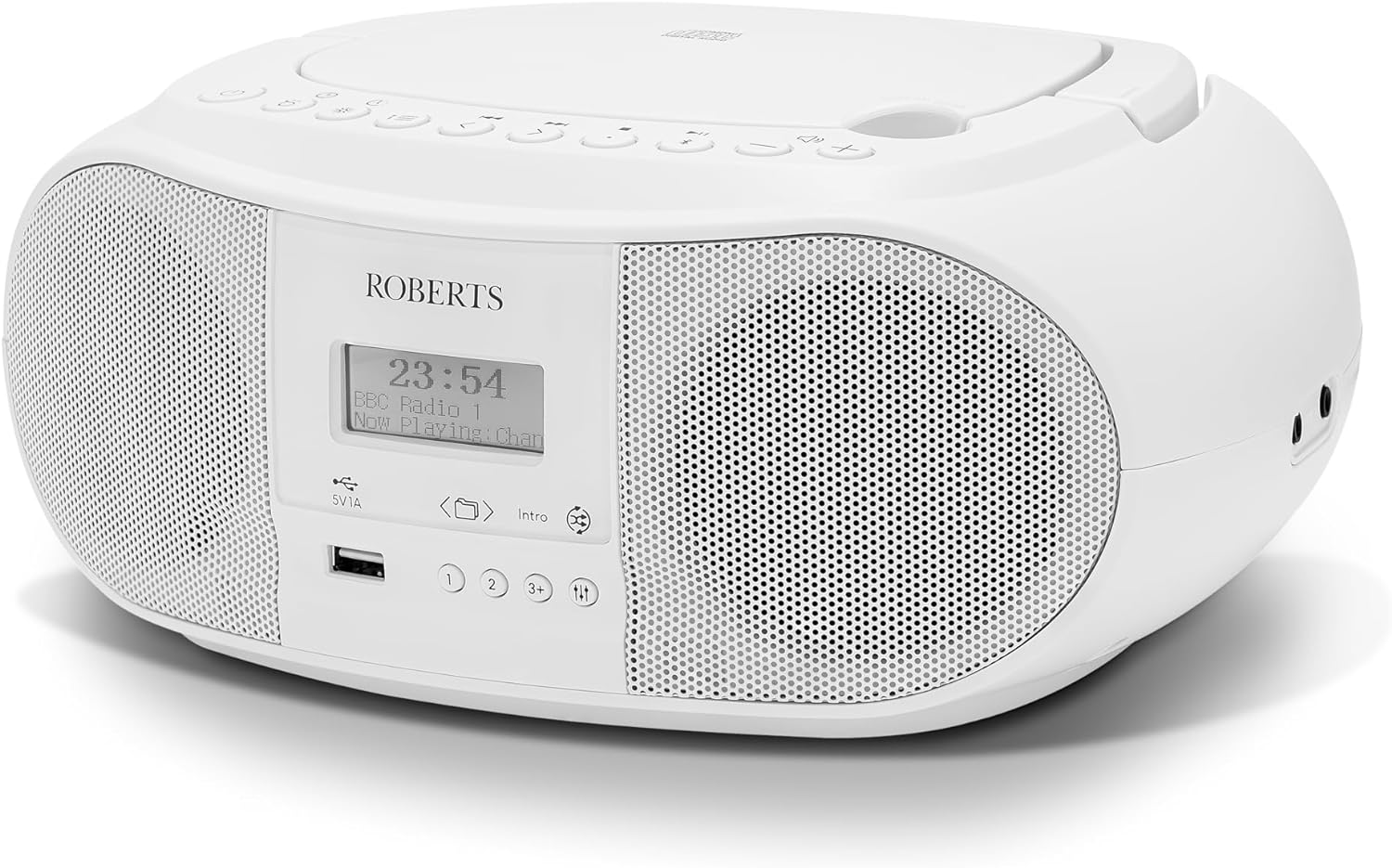 Roberts Zoombox 4 Portable  Boombox With Bluetooth White l ZOOMBOX4W