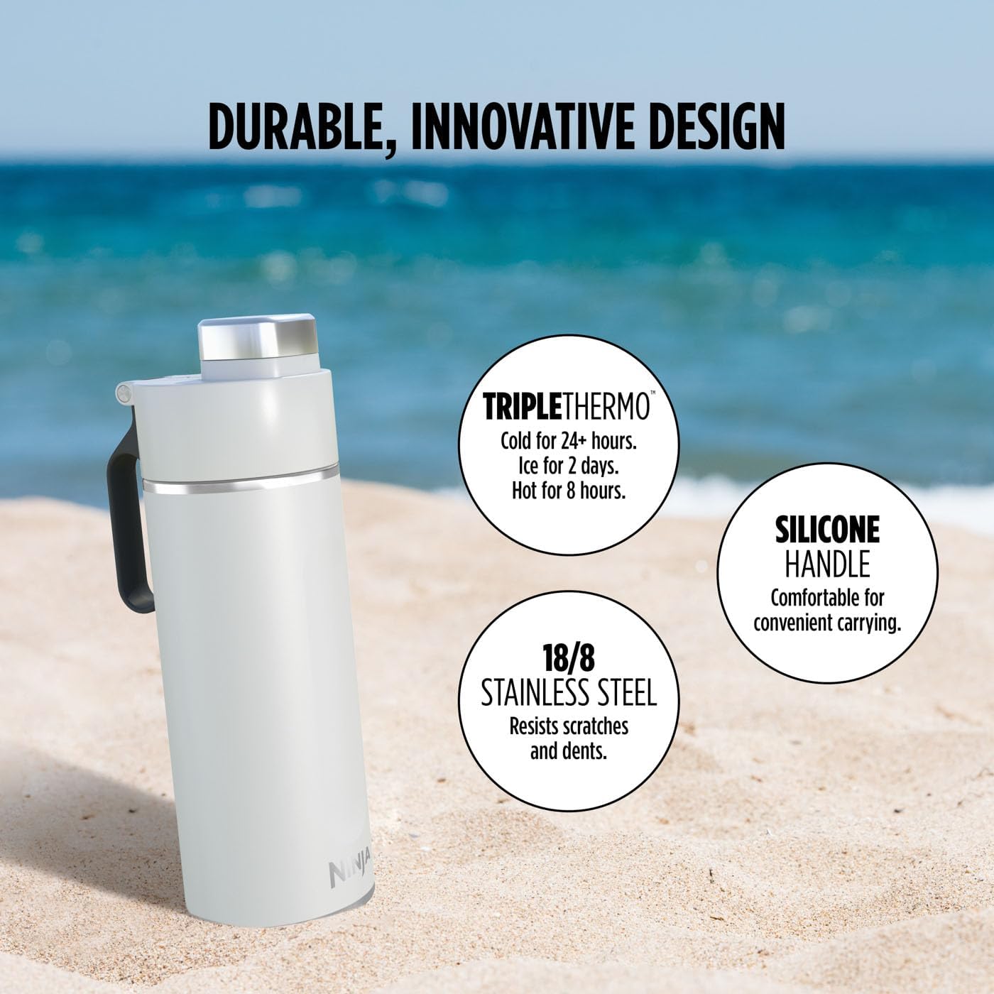 Ninja Thirsti 530 ml Travel Bottle White | DW1801EUUKWH