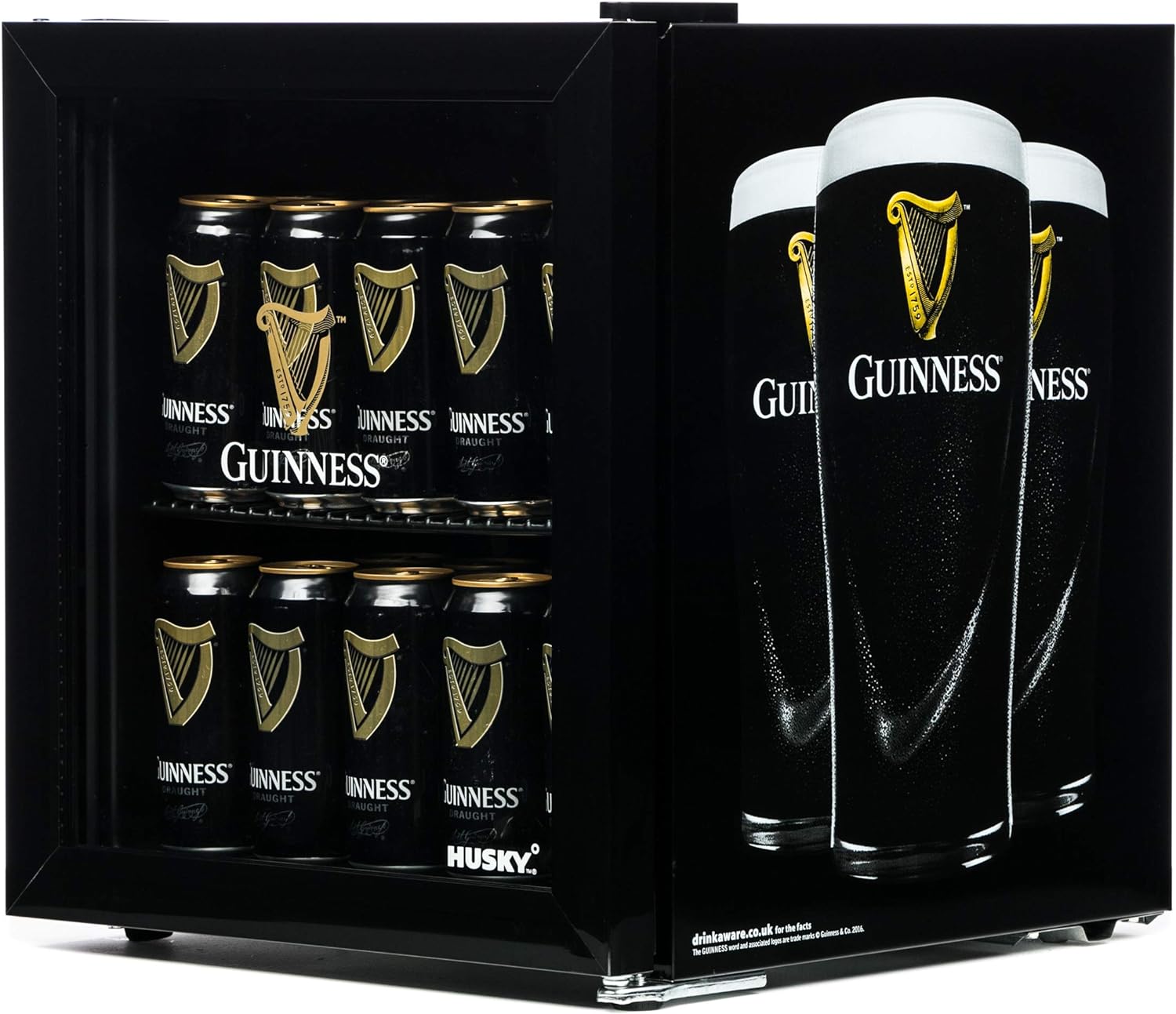 Husky Guinness Design Mini Fridge Drinks Cooler Black | HUSHY205HUE