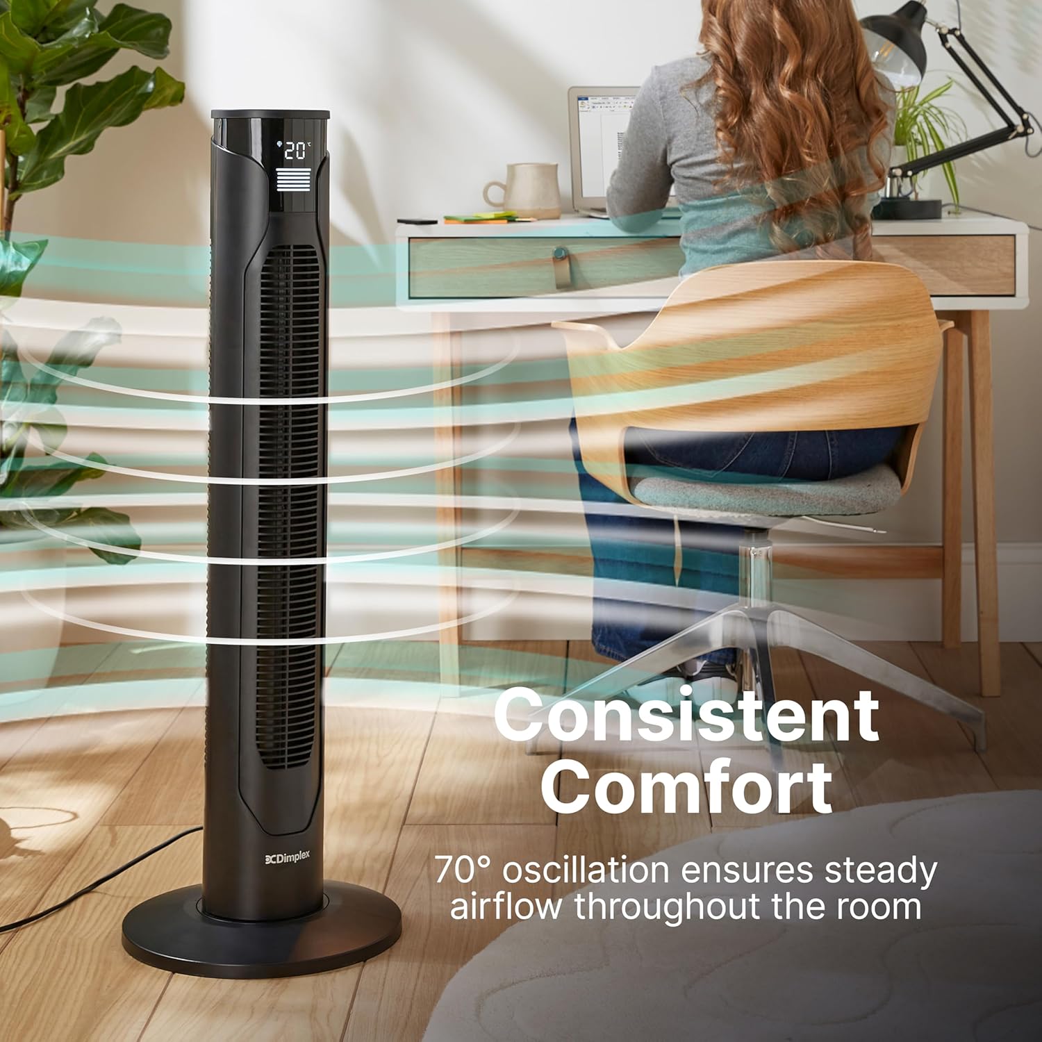 Dimplex Tower Fan with Remote Control Quiet Cooling Black | DXACF