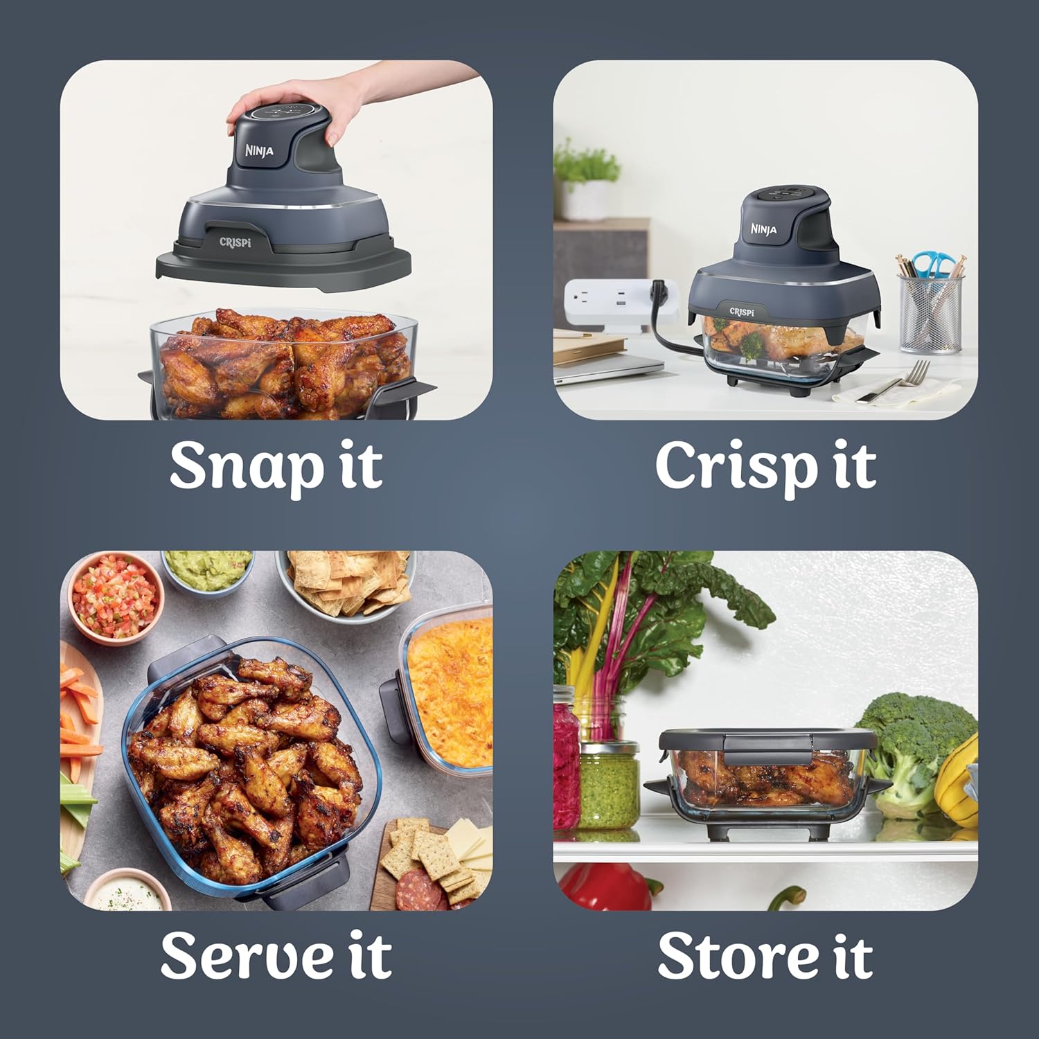 Ninja CRISPi 4-in-1 Portable Glass Air Fryer Cyber Space | FN101UKGY