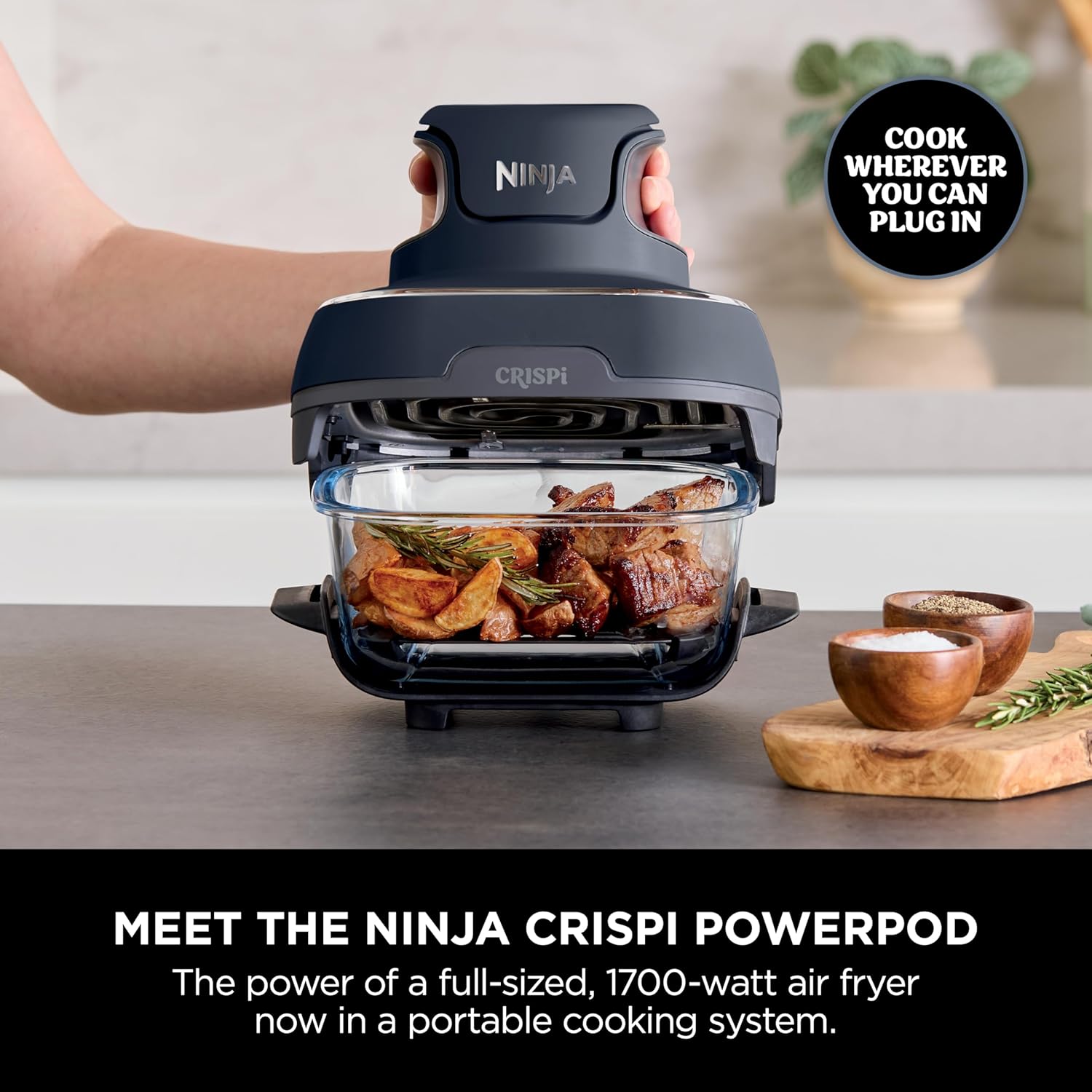 Ninja CRISPi 4-in-1 Portable Glass Air Fryer Cyber Space | FN101UKGY