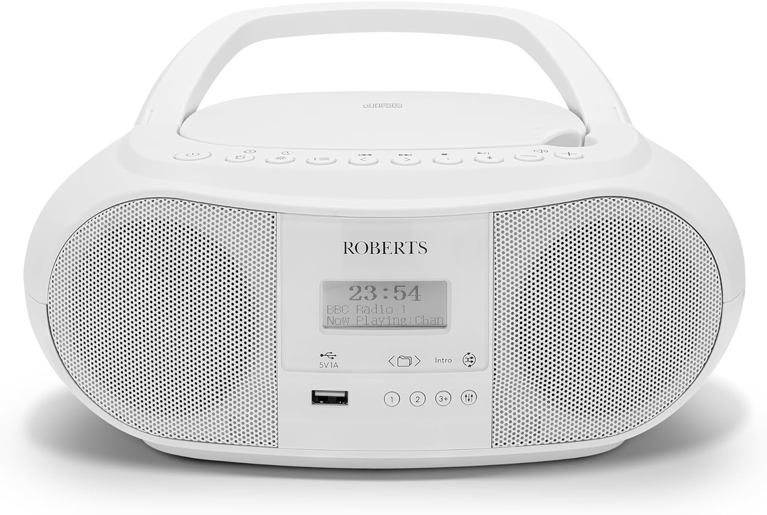 Roberts Zoombox 4 Portable  Boombox With Bluetooth White l ZOOMBOX4W