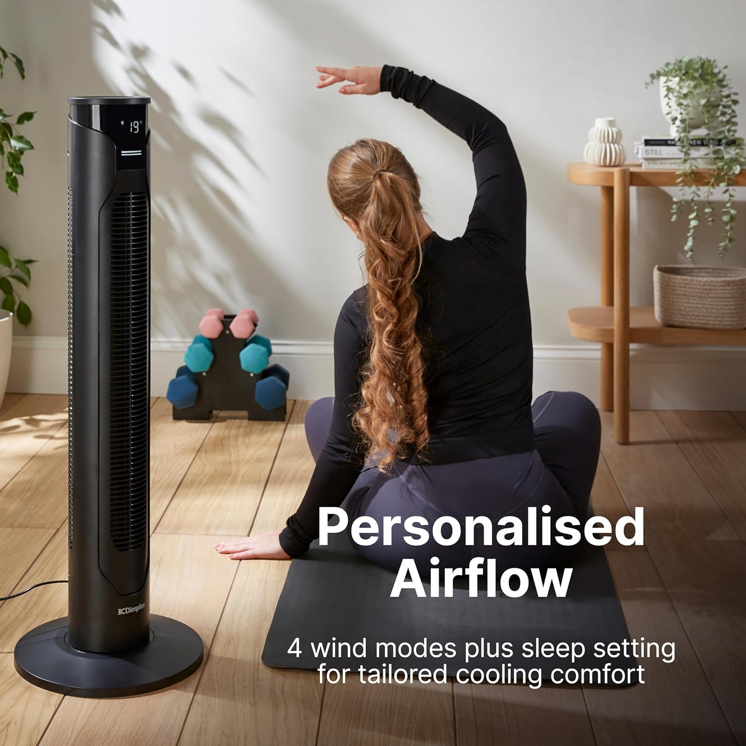 Dimplex Tower Fan with Remote Control Quiet Cooling Black | DXACF