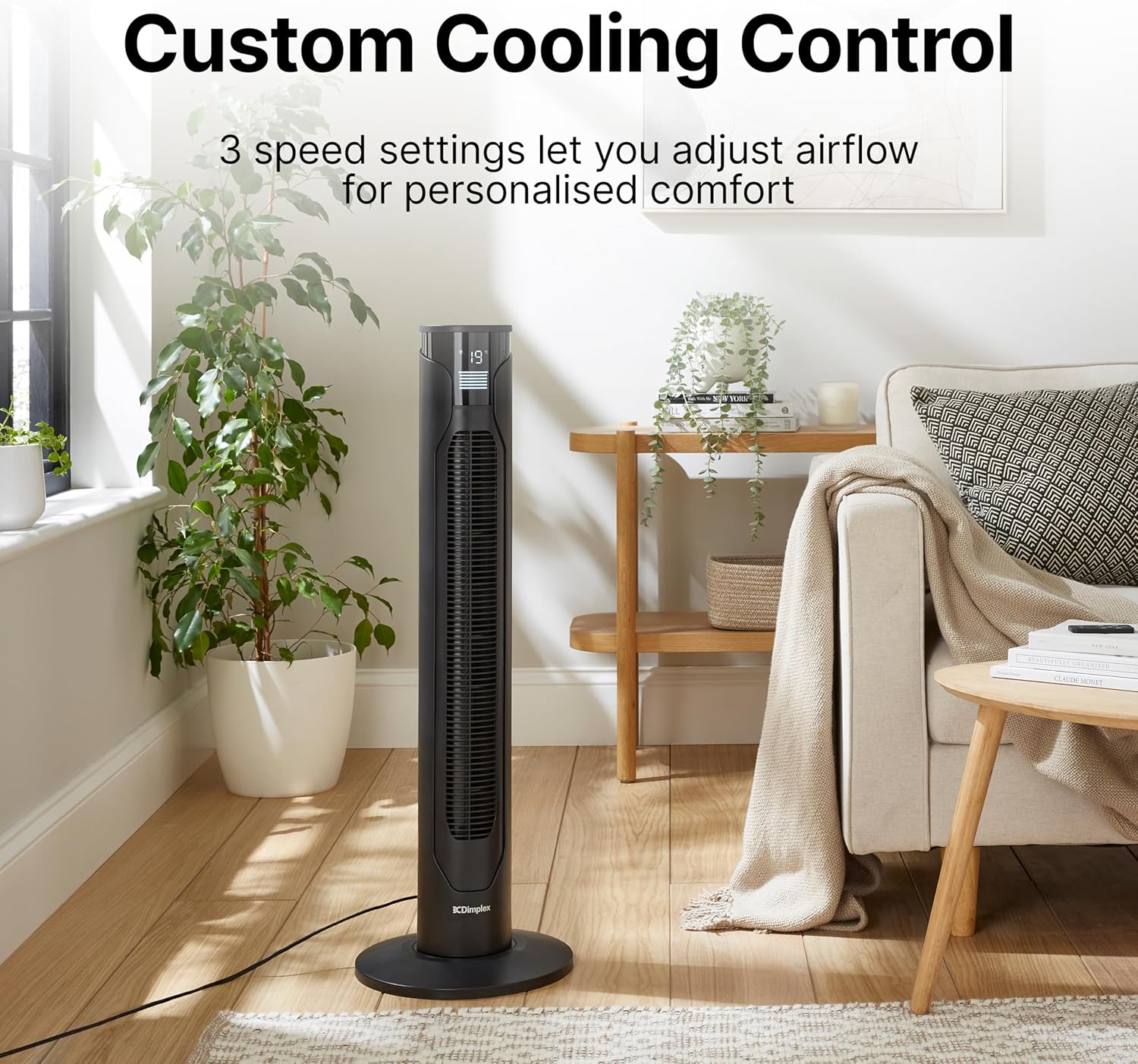 Dimplex Tower Fan with Remote Control Quiet Cooling Black | DXACF