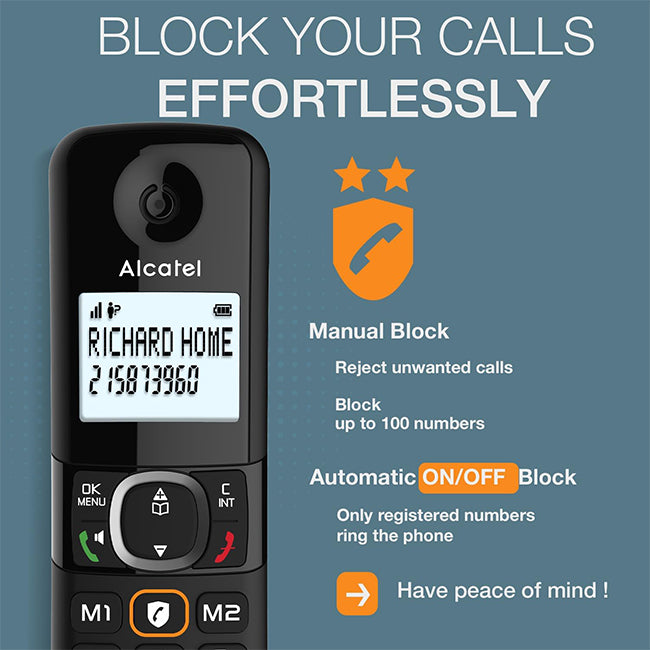 Alcatel F860 Duo Twin Cordless Phone with Call Block Black | ATL1423525