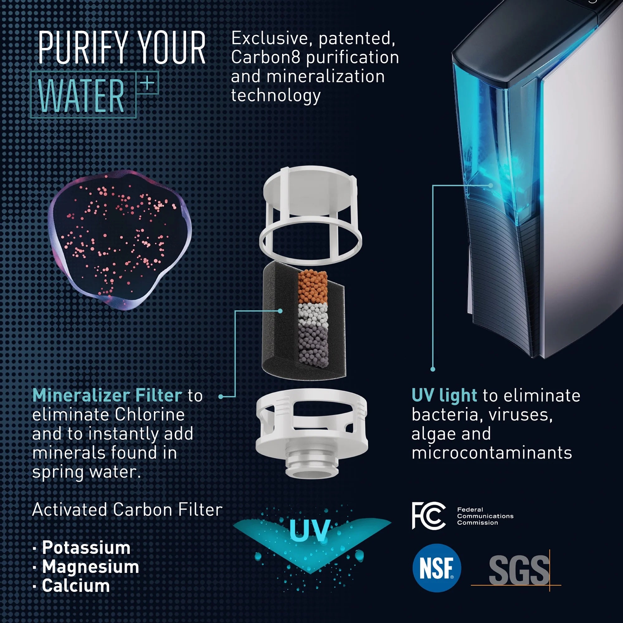 Carbon8 One Touch Sparkling Water Maker 2L Silver | C8-01-AL