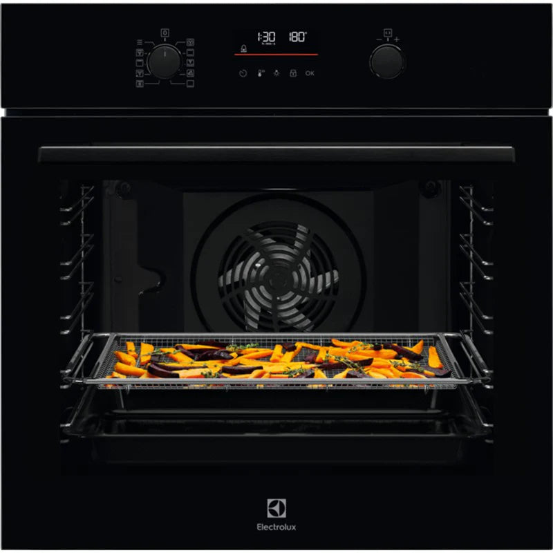 Electrolux 700 AirFry Bulit In Single Pyrolytic Oven Black | EOM6P46K