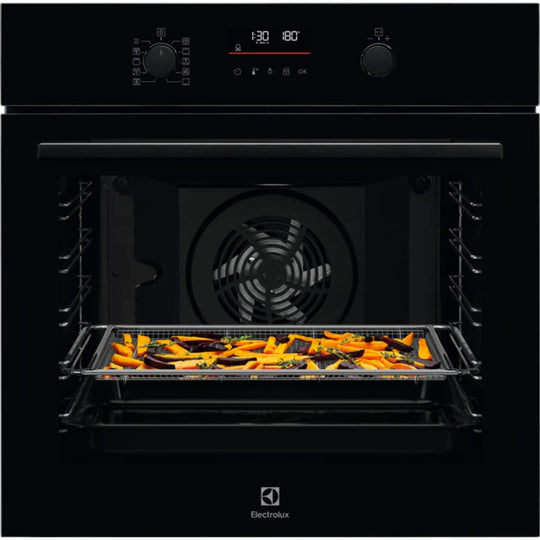 Electrolux 700 AirFry Bulit In Single Pyrolytic Oven Black | EOM6P46K
