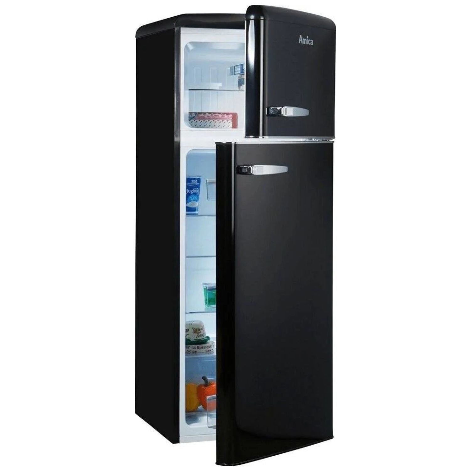 Amica 55cm Freestanding Retro 30/70 Fridge Freezer Black | FDR2213B