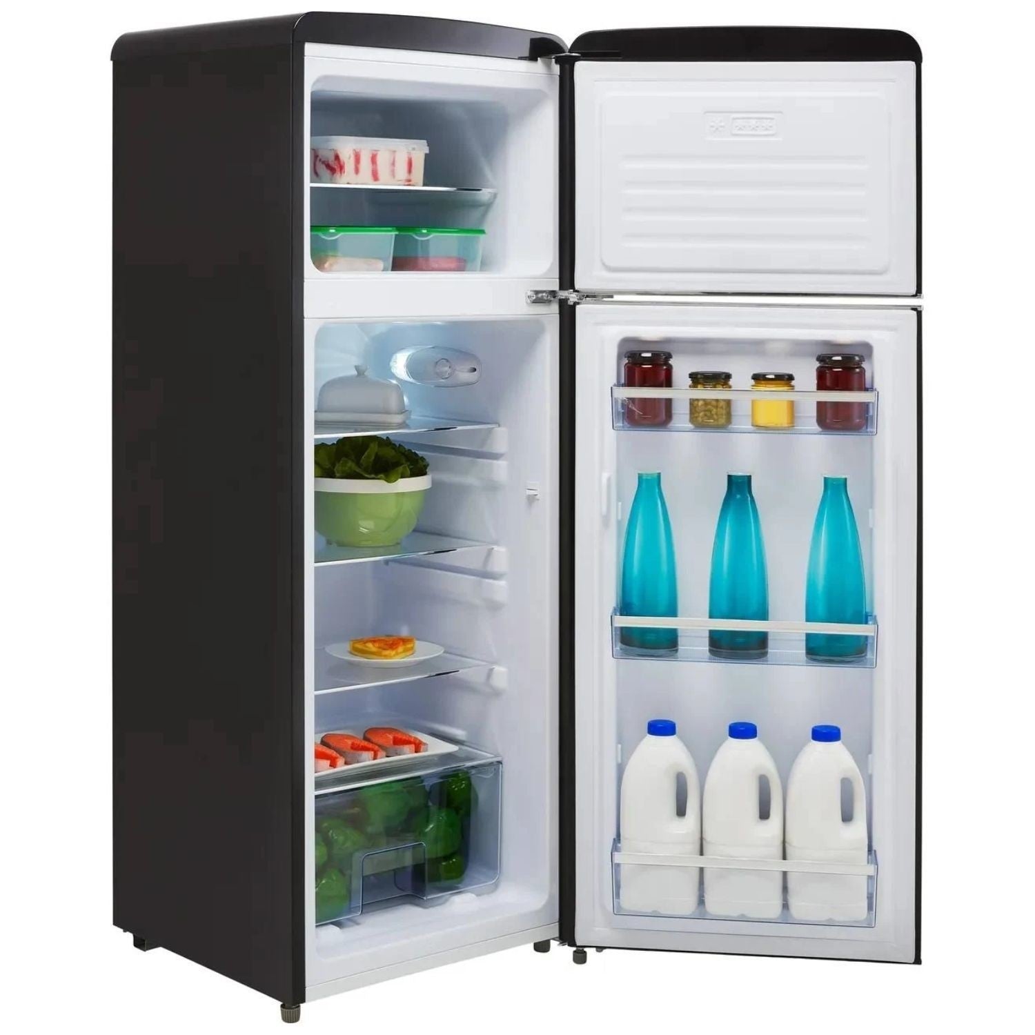 Amica 55cm Freestanding Retro 30/70 Fridge Freezer Black | FDR2213B