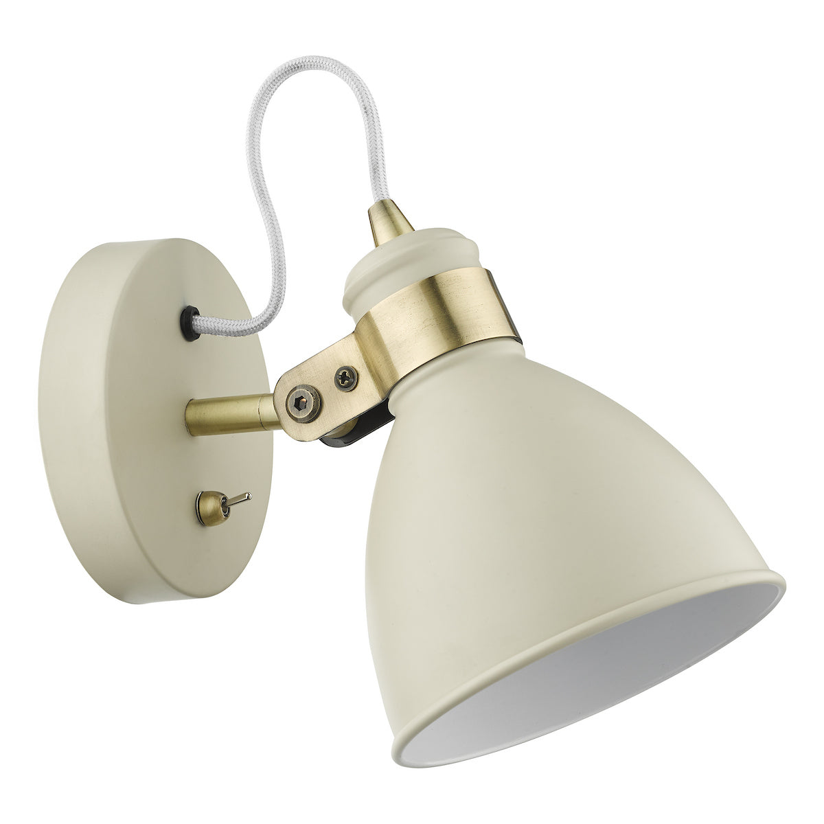 Dar Frederick Single Wall Spotlight Cream Antique Brass- FRE0733