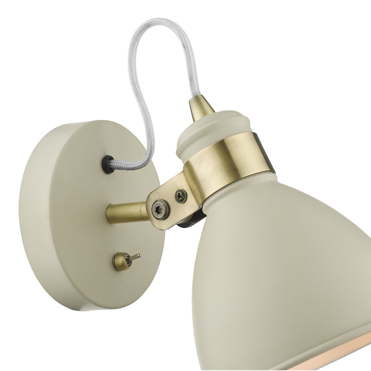 Dar Frederick Single Wall Spotlight Cream Antique Brass- FRE0733