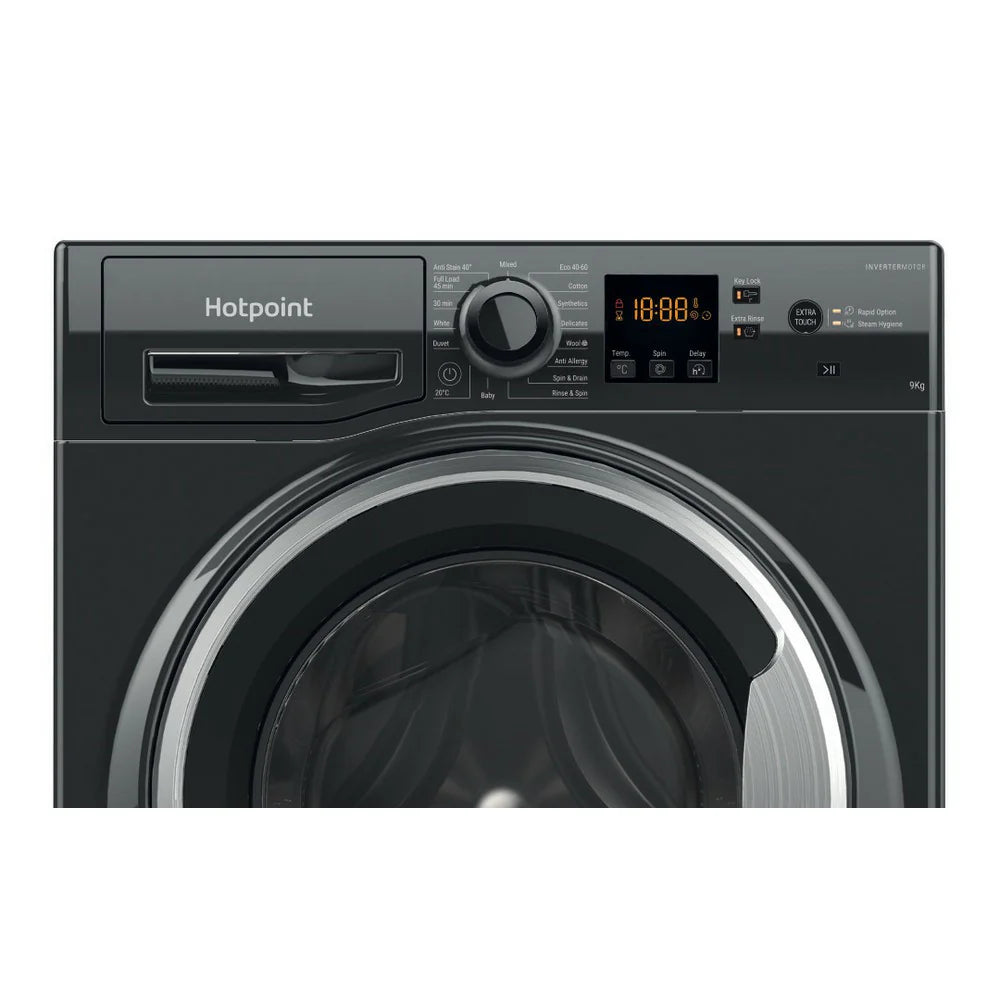 Hotpoint 9KG 1400RPM Freestanding Washing Machine  Black | HNR9W64BSIRE