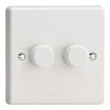 VARILIGHT 2-Gang 2-Way V-Pro Push On/Off Rotary LED Dimmer 2 x 0-120W- JQP252W thumbnail 1