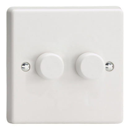 VARILIGHT 2-Gang 2-Way V-Pro Push On/Off Rotary LED Dimmer 2 x 0-120W- JQP252W
