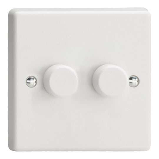 VARILIGHT 2-Gang 2-Way V-Pro Push On/Off Rotary LED Dimmer 2 x 0-120W- JQP252W