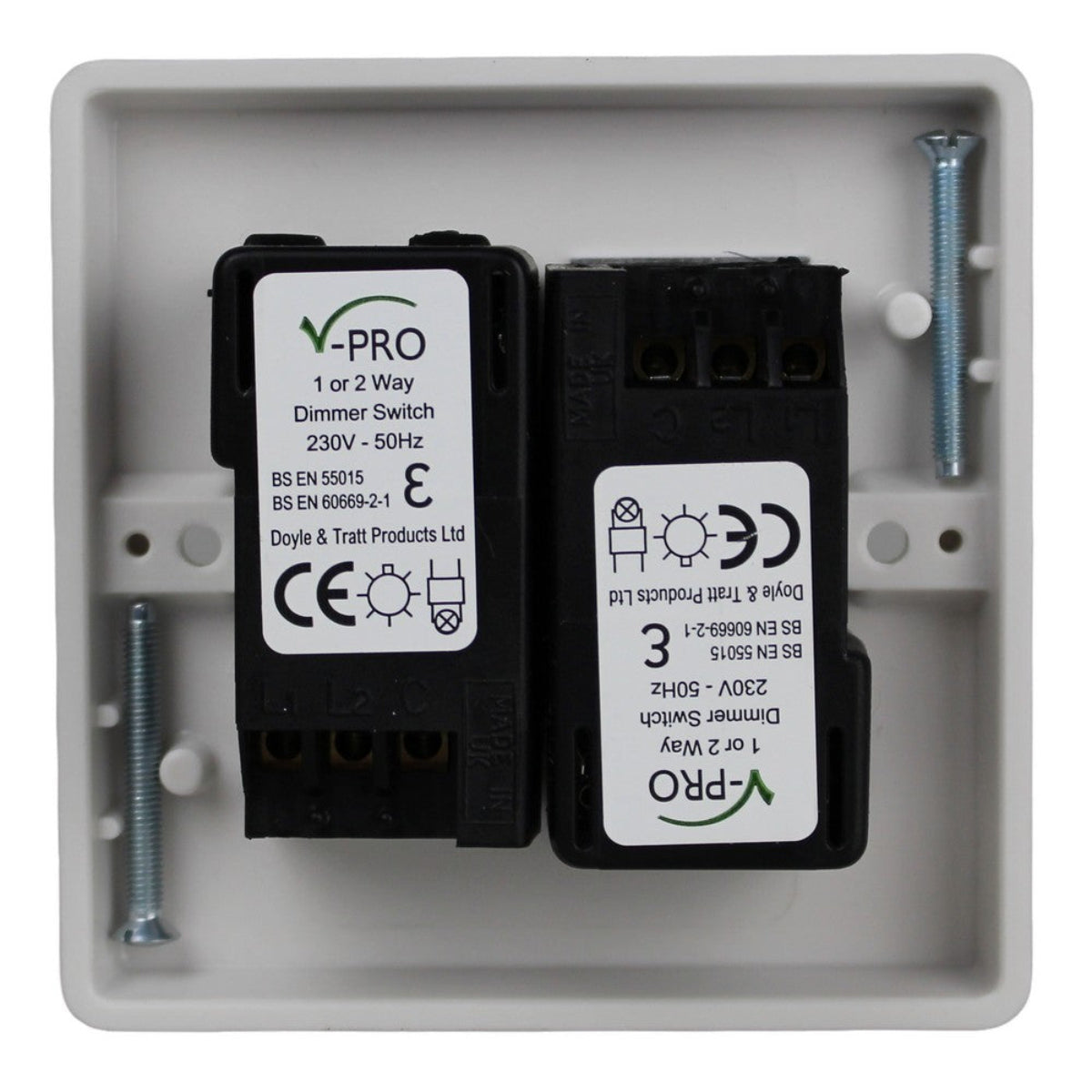 VARILIGHT 2-Gang 2-Way V-Pro Push On/Off Rotary LED Dimmer 2 x 0-120W- JQP252W