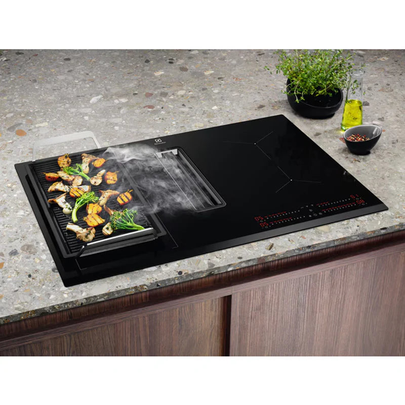 Electrolux 80CM 4 Zone Induction Combo Hob Hood Black | LCC83443