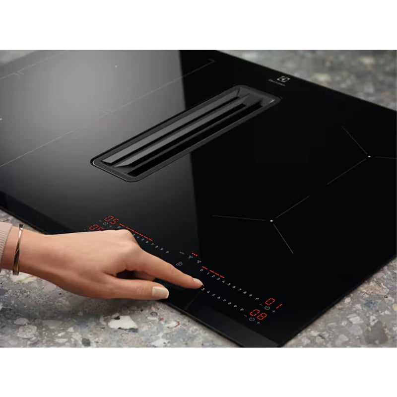 Electrolux 80CM 4 Zone Induction Combo Hob Hood Black | LCC83443