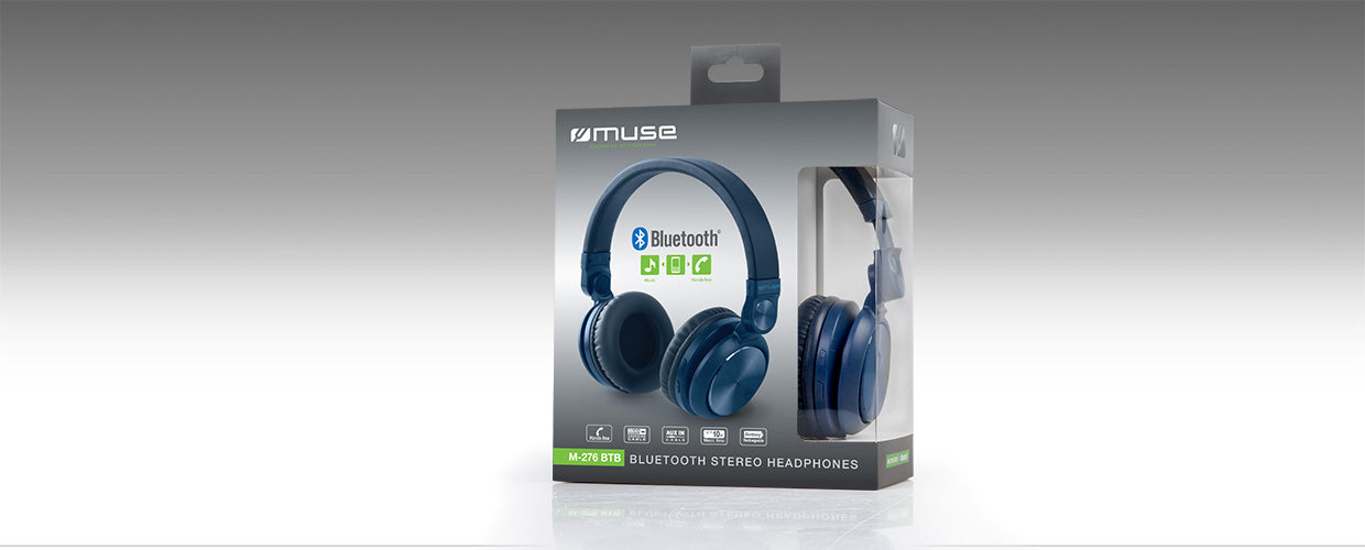 Muse Wireless Bluetooth Stereo Headphones Blue l M-276BTB