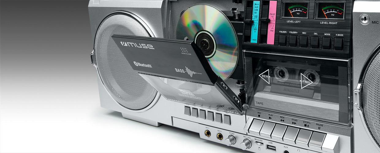 Muse Ghetto blaster CD Player 80w Cassette Recorder Silver l M-380GBS