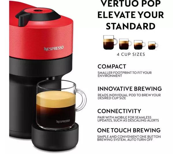 Nespresso by Krups Vertuo Pop Smart Coffee Machine Red | XN920540