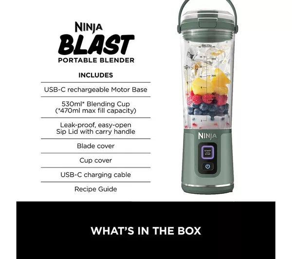 Ninja Blast Cordless Portable Blender Forest Green | BC151UKEM