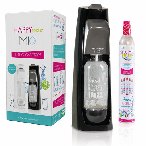 Happy Frizz, MIO Sparkling Water Maker, Black (+Gas & 1 Bottle)-MIO01