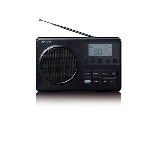 Lenco Compact Portable FM Radio with LCD Display Black | MPR-035BK-UK