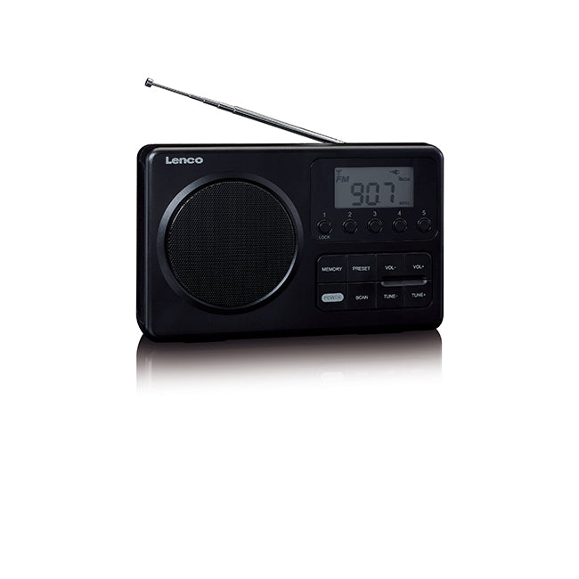 Lenco Compact Portable FM Radio with LCD Display Black | MPR-035BK-UK
