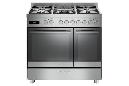 Fisher & Paykel 90cm Series 7 Contemporary Dual Fuel 5 Burner Freestanding Cooker - Steel | OR90L7DBGFX2
