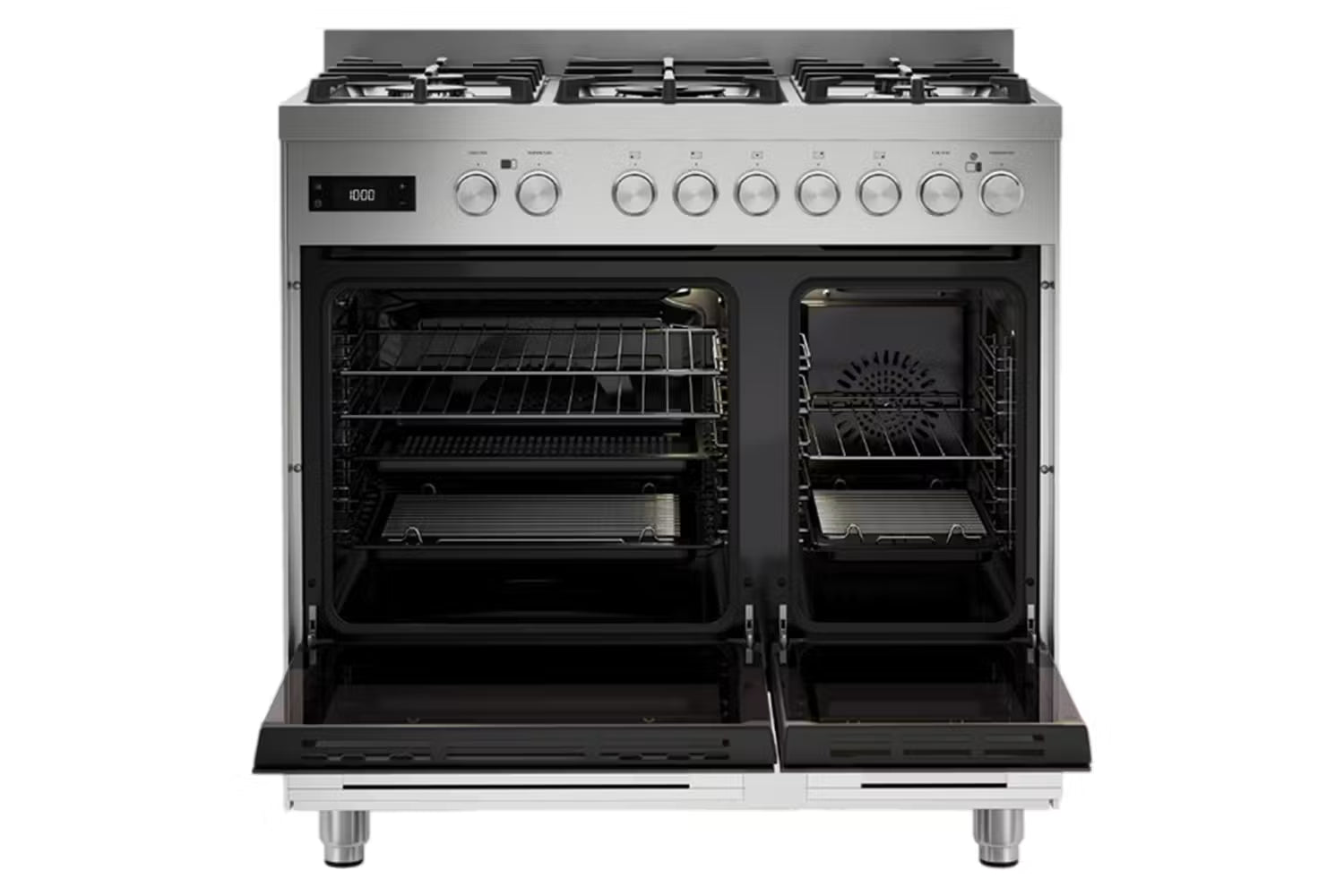Fisher & Paykel 90cm Series 7 Contemporary Dual Fuel 5 Burner Freestanding Cooker - Steel | OR90L7DBGFX2