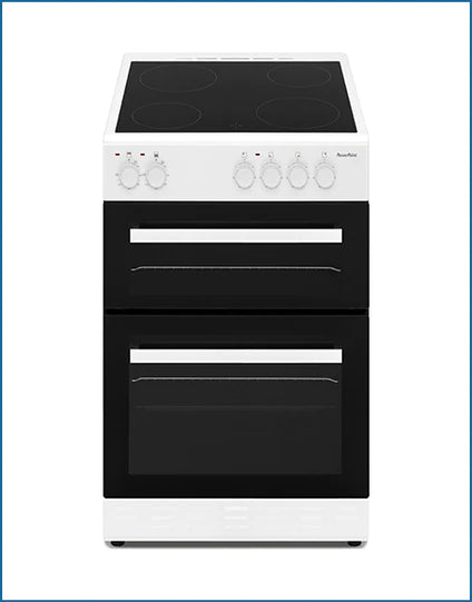 PowerPoint 50cm Double Cavity with Ceramic Hob Cooker | P05C2SWH