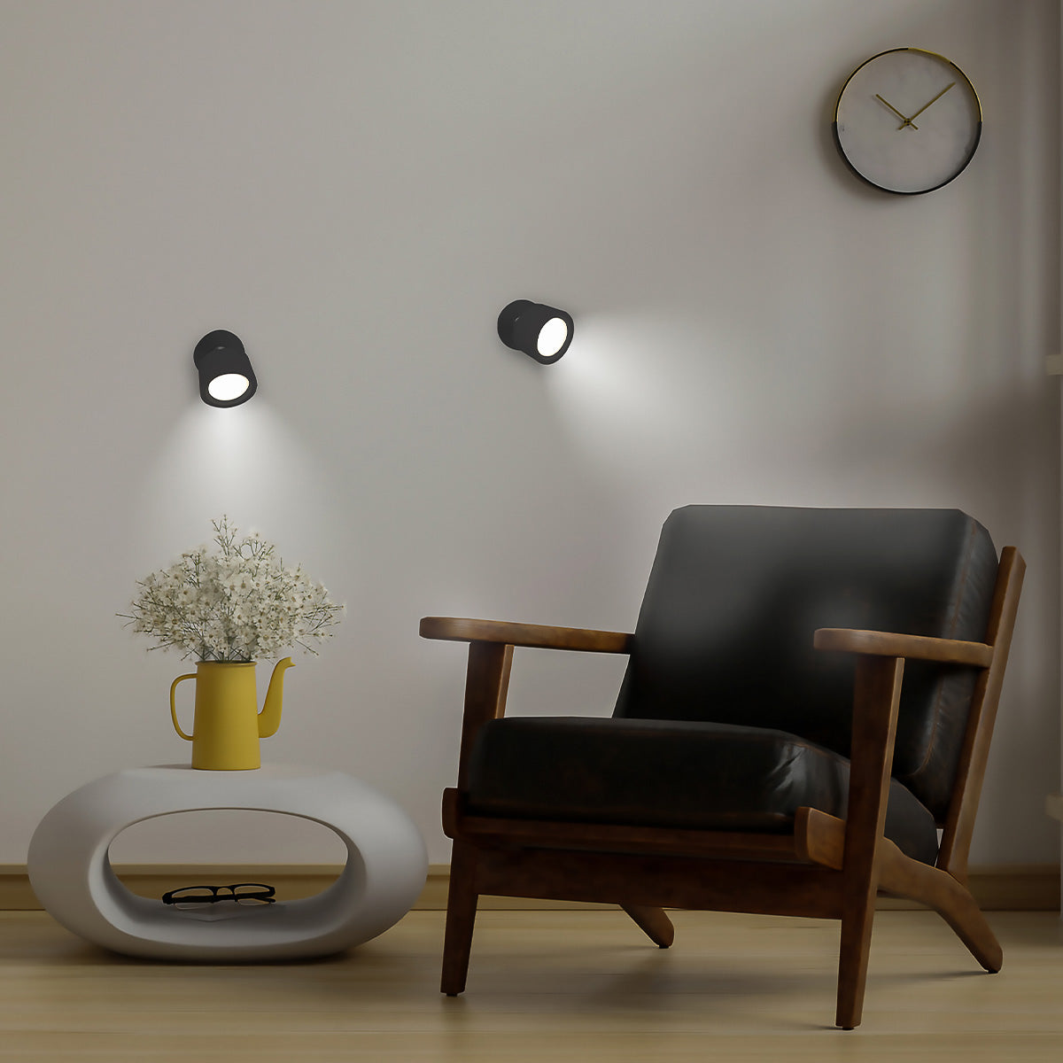 ROUND CORDLESS INDOOR WALL LIGHT ROLL 8 BLACK