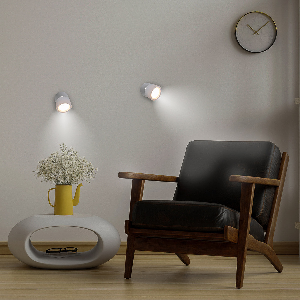 ROUND CORDLESS INDOOR WALL LIGHT ROLL 8 WHITE