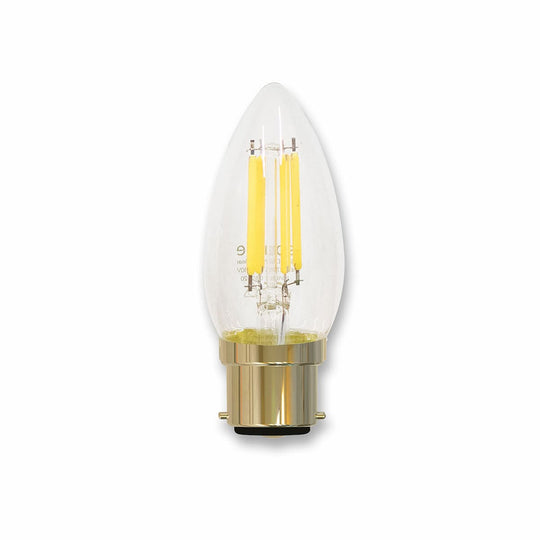 Source LED Filament Dimmable Clear Glass Candle B22 (Warm White) 4w, 2700K