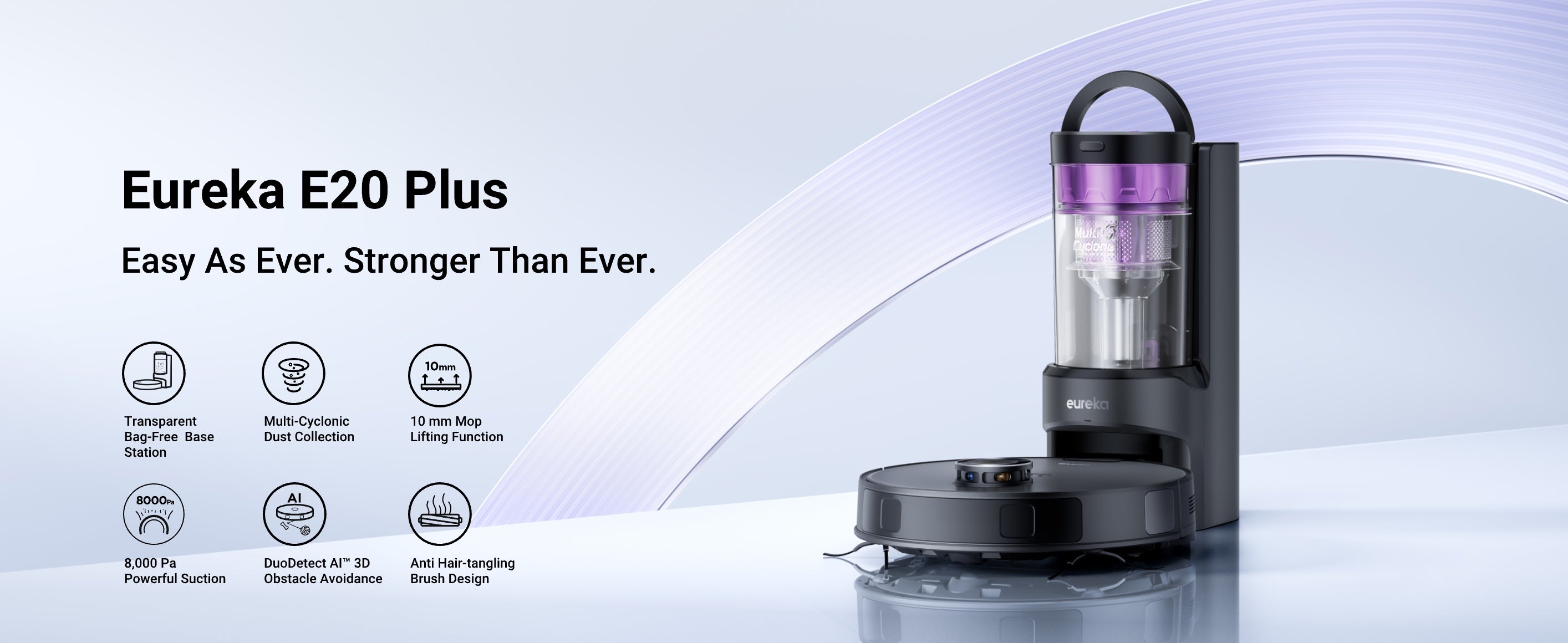 Eureka E20 Plus Robot Vacuum with Bagless Self Emptying Station | SNERE20PLUSBK